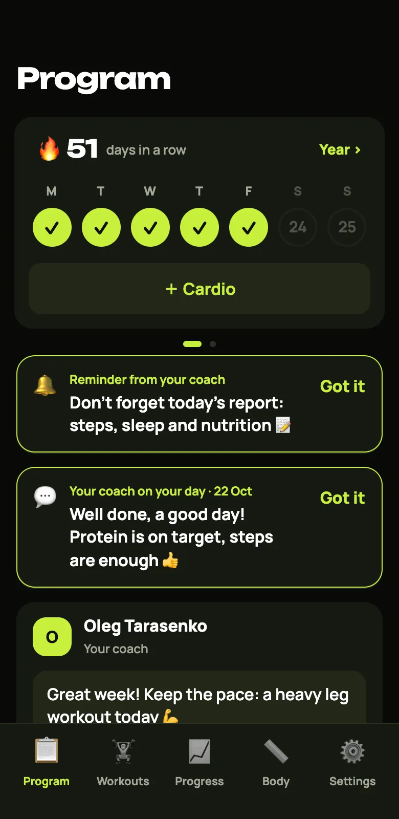 GymLog client app: Personal trainer app